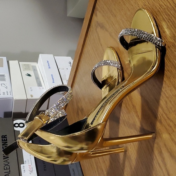 Sz 37 NIB $865 Alexandre Vauthier crystal strap heels - Picture 1 of 6